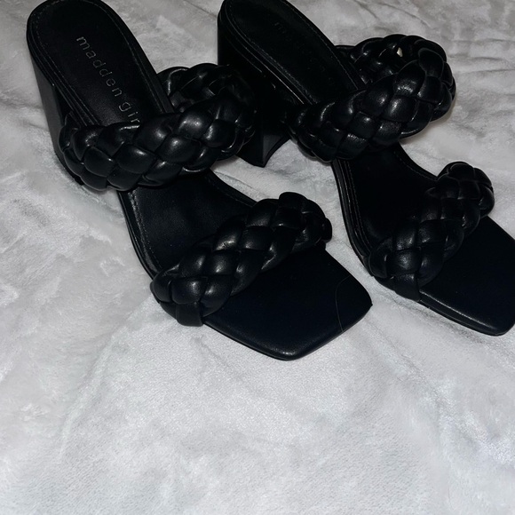 Madden Girl Black Braided Strap Heels - Picture 4 of 5